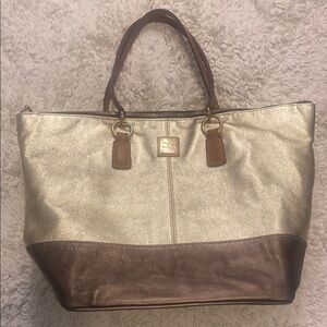 Dooney and Bourke Gold and Bronze Tote Bag.